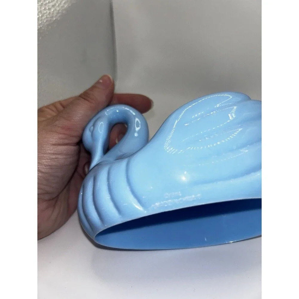 Vintage 1994 Blue Plastic Lucite SWAN SOAP DISH Candy Dish Kitsch Trinket